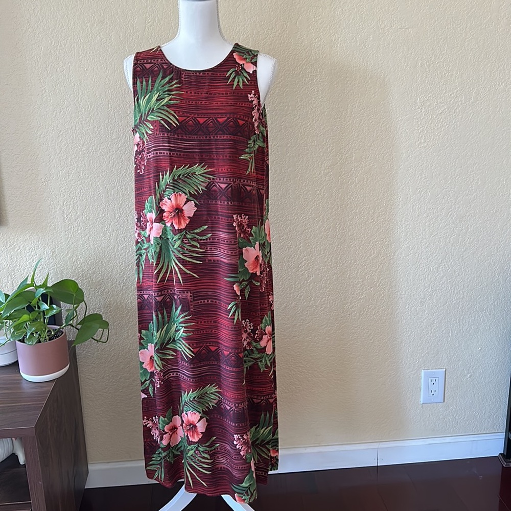 Vintage Liz Baker Hawaiian Floral Maxi Dress